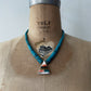 1980s Vintage Pyramid Inlay with Heishi Turquoise Beads Statement Necklace