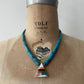 1980s Vintage Pyramid Inlay with Heishi Turquoise Beads Statement Necklace