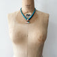 1980s Vintage Pyramid Inlay with Heishi Turquoise Beads Statement Necklace