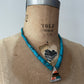 1980s Vintage Pyramid Inlay with Heishi Turquoise Beads Statement Necklace
