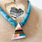 1980s Vintage Pyramid Inlay with Heishi Turquoise Beads Statement Necklace