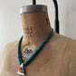 1980s Vintage Pyramid Inlay with Heishi Turquoise Beads Statement Necklace