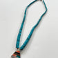 1980s Vintage Pyramid Inlay with Heishi Turquoise Beads Statement Necklace