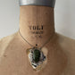 1970s Vintage Jasper and Sterling Feather Pendant Necklace