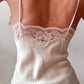 1970s Vintage Cream Silk and Lace Lingerie Full Slip