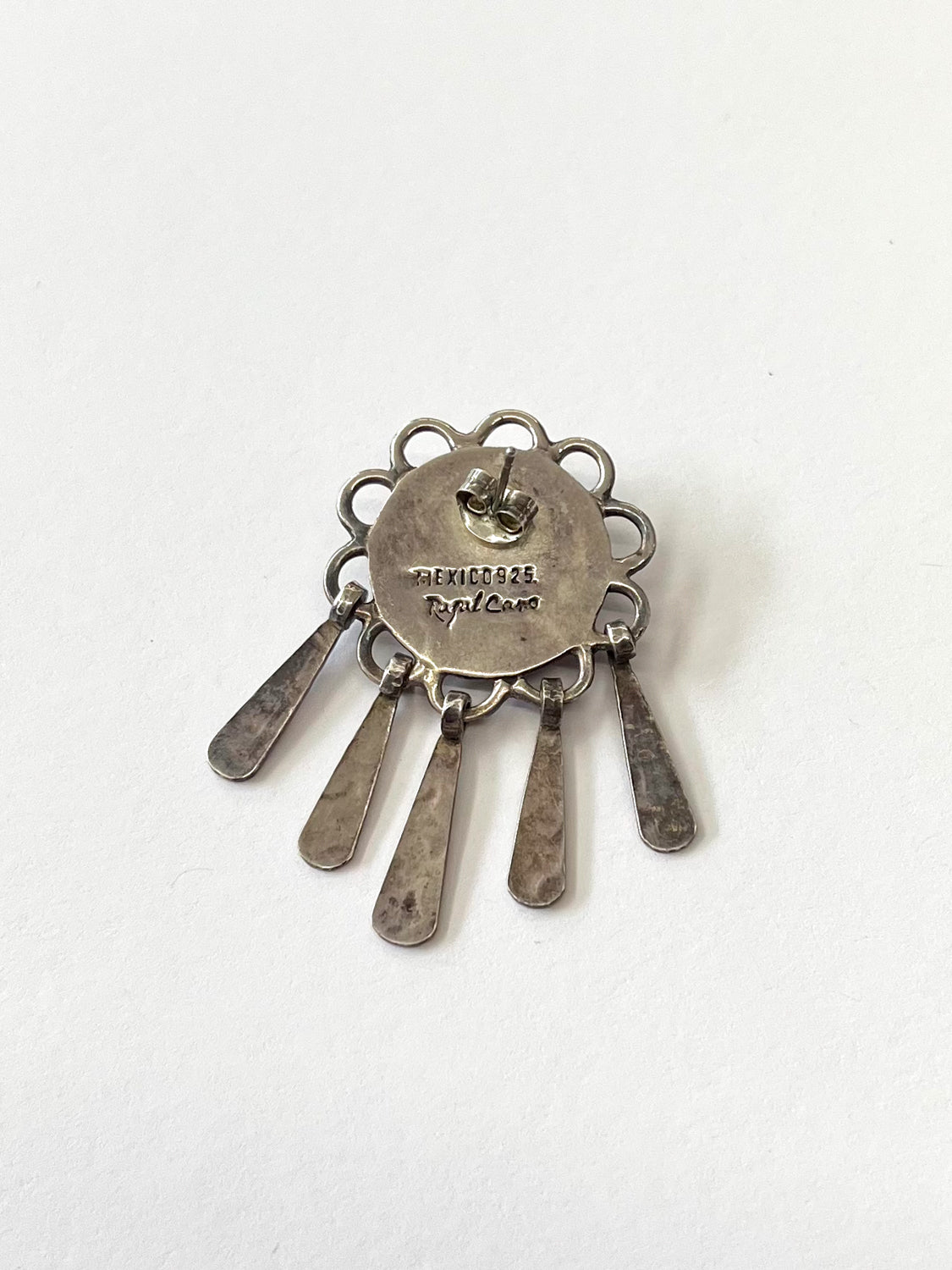 1980s Vintage Sterling Silver Signed Hanging Drop Plate Earrings