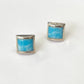 1980s Vintage Sterling Larimar Blue White Sky Stone Stud Earrings