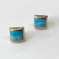 1980s Vintage Sterling Larimar Blue White Sky Stone Stud Earrings