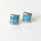1980s Vintage Sterling Larimar Blue White Sky Stone Stud Earrings