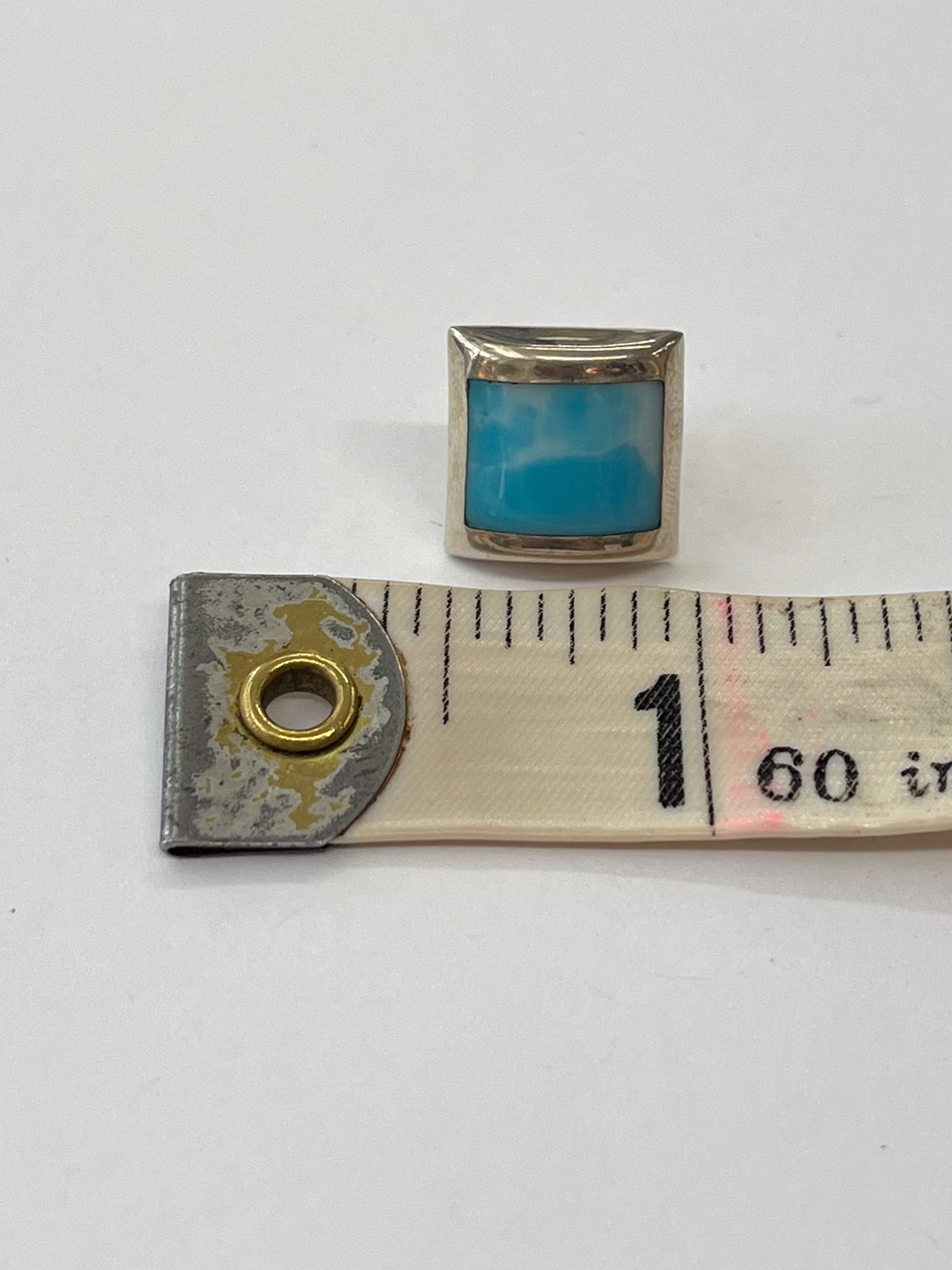1980s Vintage Sterling Larimar Blue White Sky Stone Stud Earrings
