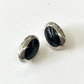 1980s Vintage Signed Sterling + Onyx Oval Stud Earrings - Taxco, Mexico