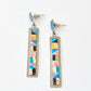 1980s Vintage Inlay Stone Long Earrings