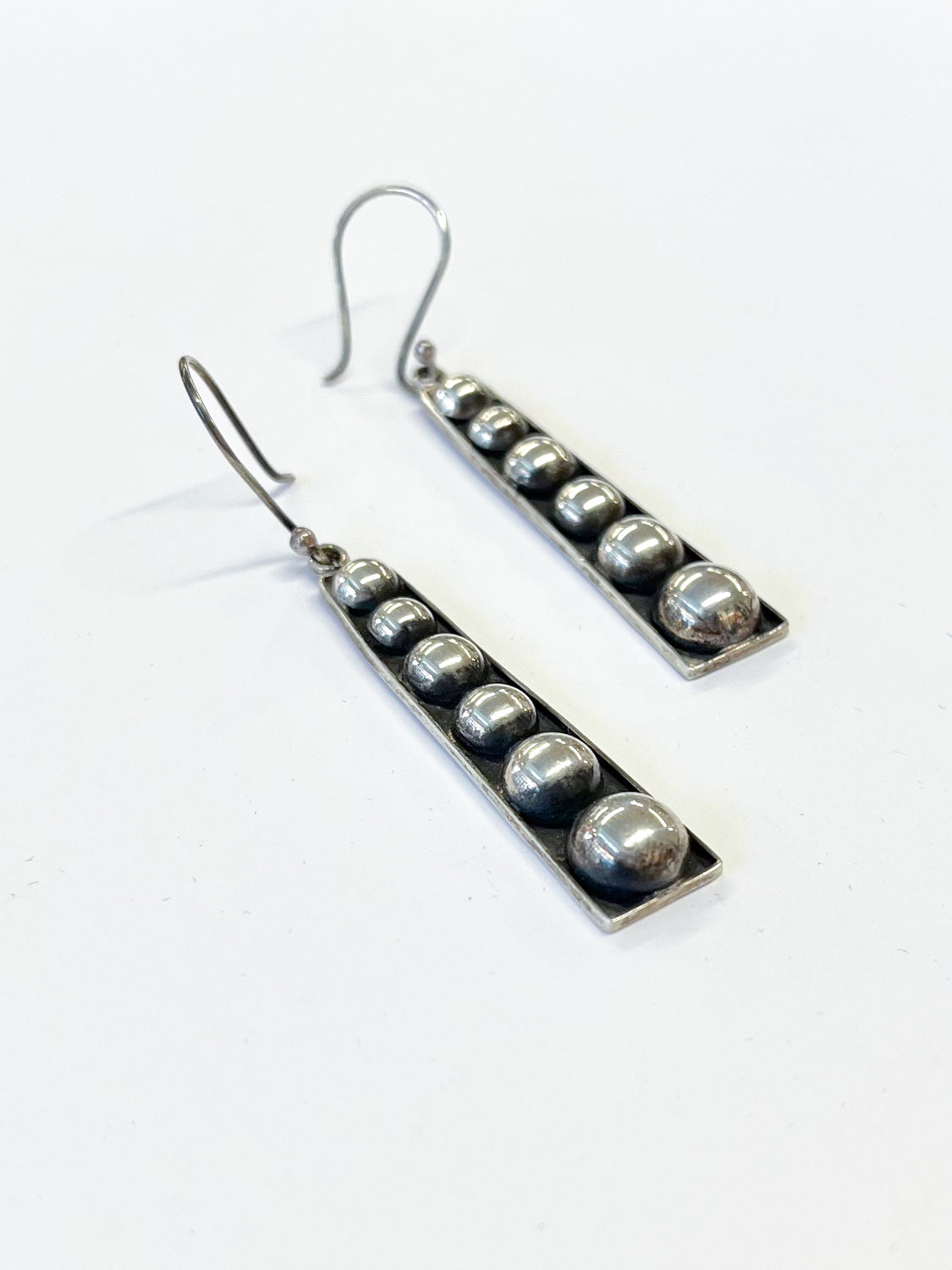 1970s Vintage Mexico Sterling Bubble Drop Earrings