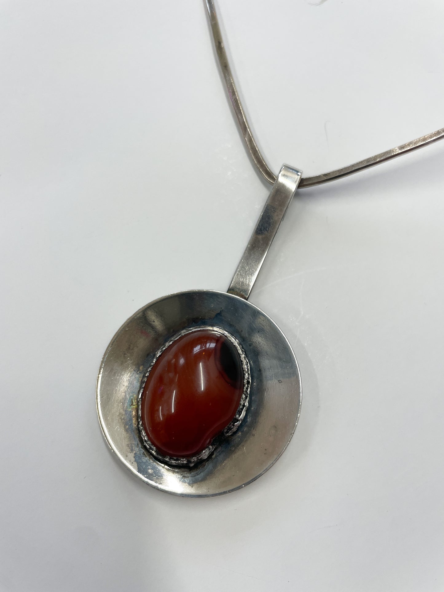 1960s Vintage Sterling with Carnelian Modernist Collar Necklace