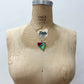 1980s Vintage Sterling Multi Stone Asymmetrical Inlay Necklace