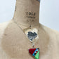 1980s Vintage Sterling Multi Stone Asymmetrical Inlay Necklace
