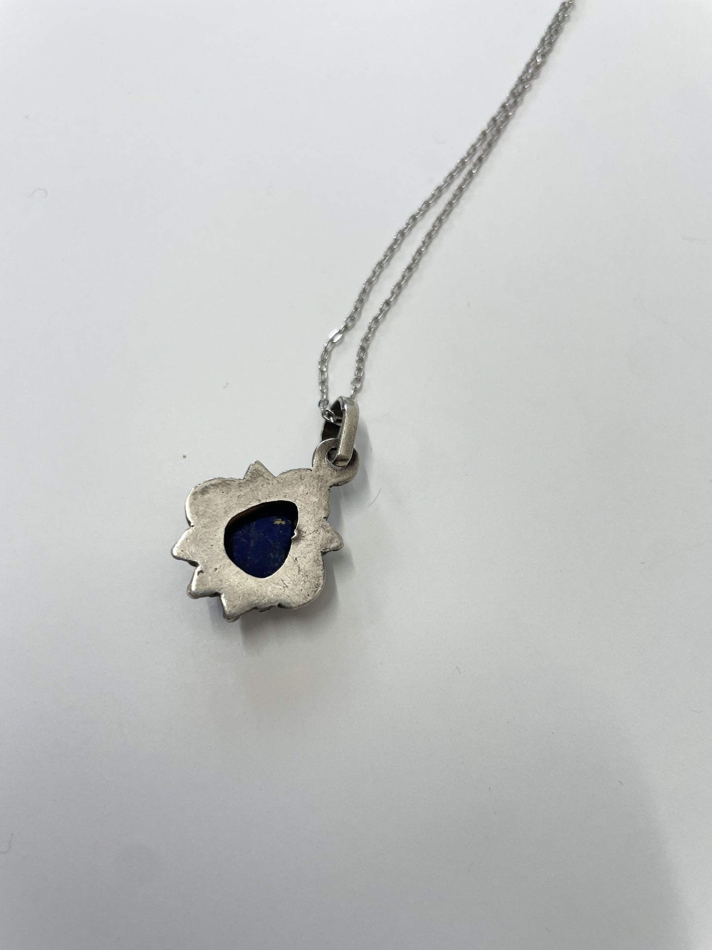 1970s Vintage Sterling and Lapis Teardrop Necklace