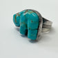 1970s Vintage Turquoise Bear Fetish Ring Size 7