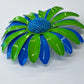 1970s Vintage Blue and Green Flower Power Enamel Brooch