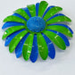 1970s Vintage Blue and Green Flower Power Enamel Brooch