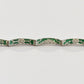 1980s Vintage Crushed Malchite Sterling Silver Mayan Mexico Panel Link Inlay Bracelet