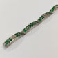1980s Vintage Crushed Malchite Sterling Silver Mayan Mexico Panel Link Inlay Bracelet