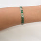 1980s Vintage Crushed Malchite Sterling Silver Mayan Mexico Panel Link Inlay Bracelet