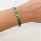 1980s Vintage Crushed Malchite Sterling Silver Mayan Mexico Panel Link Inlay Bracelet