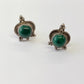 1970s Vintage Sterling Silver and Malachite Post Earrings