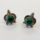 1970s Vintage Sterling Silver and Malachite Post Earrings