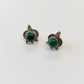 1970s Vintage Sterling Silver and Malachite Post Earrings