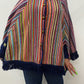 1970s Vintage Multicolored Striped Fringe Poncho Cape