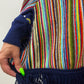 1970s Vintage Multicolored Striped Fringe Poncho Cape