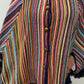 1970s Vintage Multicolored Striped Fringe Poncho Cape