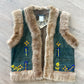 1990s Vintage Suede & Fur Embroidered Vest by Bebe Moda
