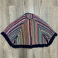 1970s Vintage Multicolored Striped Fringe Poncho Cape