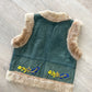1990s Vintage Suede & Fur Embroidered Vest by Bebe Moda