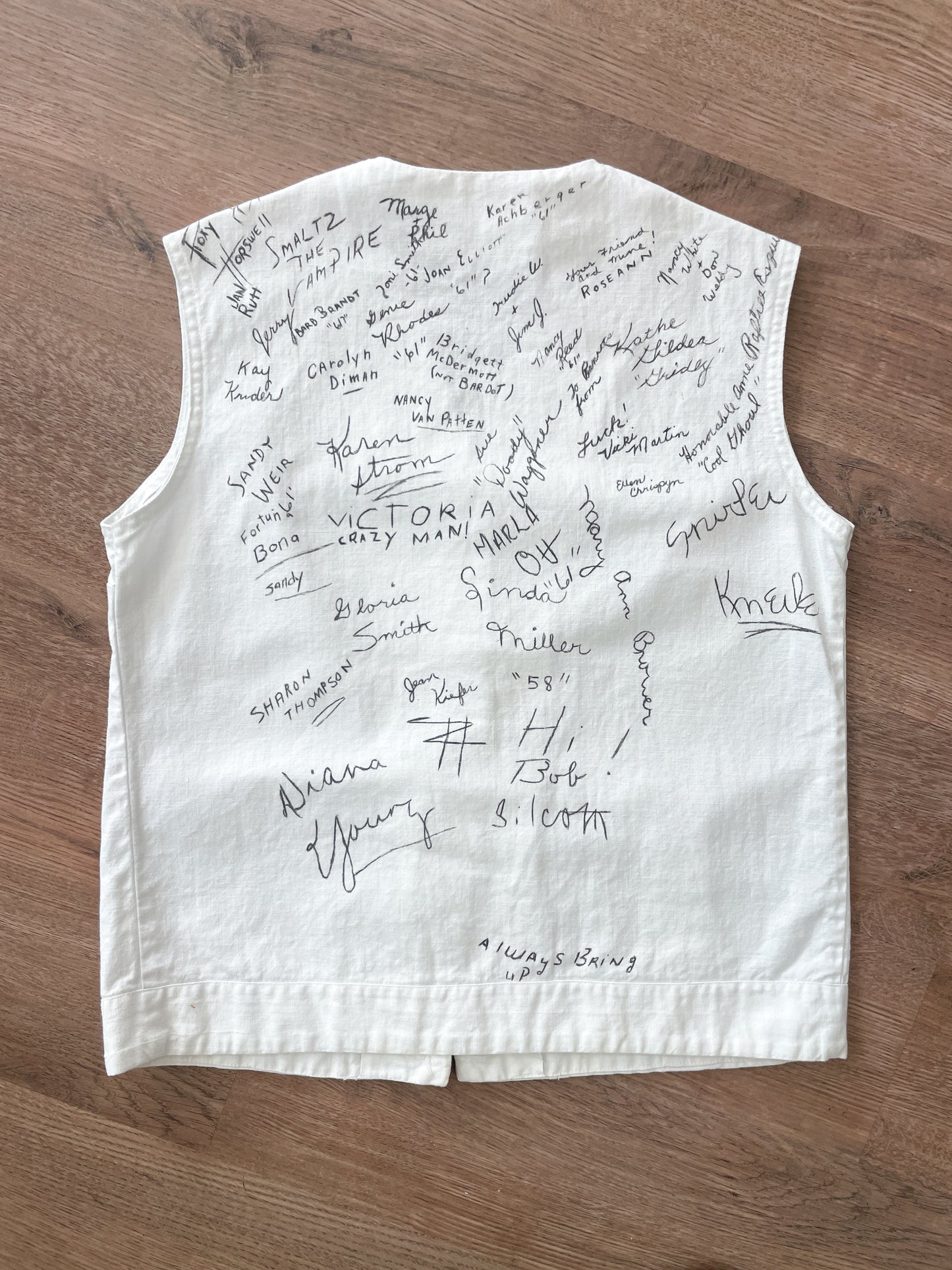 1950s 1960s Vintage Senior Signature Autograph Vest w/ Pen Pocket dated 1958 - 61 RARE!