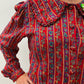 1980s Vintage Big Collared Paisley Floral Button Up Blouse