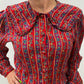 1980s Vintage Big Collared Paisley Floral Button Up Blouse