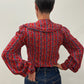 1980s Vintage Big Collared Paisley Floral Button Up Blouse