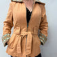 1970s Vintage Terracotta Chevron Western Style Hooded Jacket with Belt