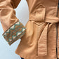 1970s Vintage Terracotta Chevron Western Style Hooded Jacket with Belt