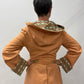 1970s Vintage Terracotta Chevron Western Style Hooded Jacket with Belt