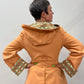 1970s Vintage Terracotta Chevron Western Style Hooded Jacket with Belt