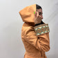 1970s Vintage Terracotta Chevron Western Style Hooded Jacket with Belt