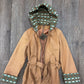 1970s Vintage Terracotta Chevron Western Style Hooded Jacket with Belt