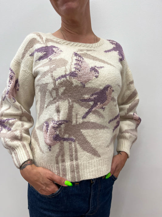 1970s - 1980s Vintage Jacobson's English Wool Bird Motif Sweater