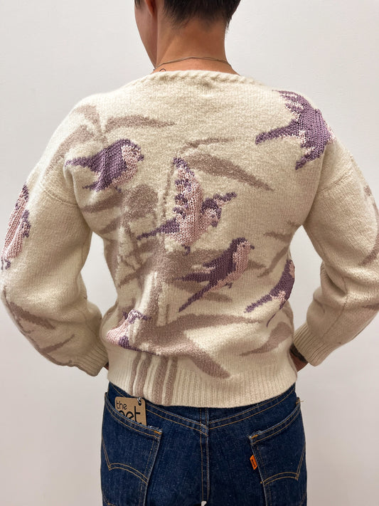 1970s - 1980s Vintage Jacobson's English Wool Bird Motif Sweater