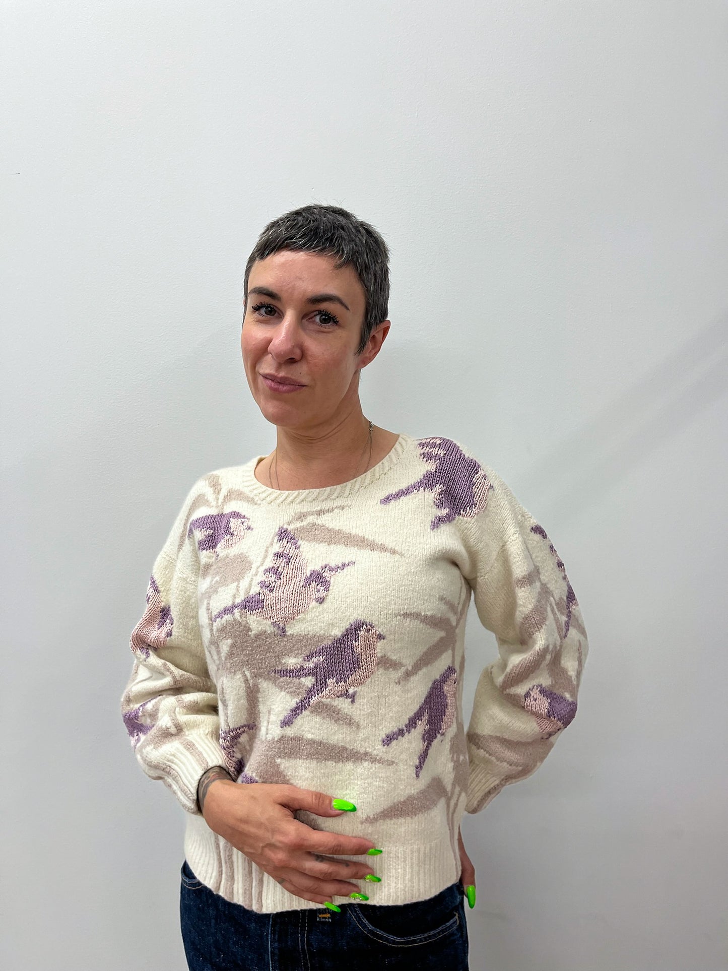 1970s - 1980s Vintage Jacobson's English Wool Bird Motif Sweater